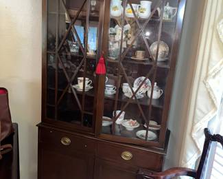 Vintage mahogany Regency china cabinet