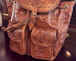 Outstanding SERGIOS tooled leather saddle purse!