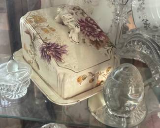 Antique covered cheese dish