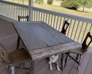 Antique Americana 1890's farmhouse table and chairs