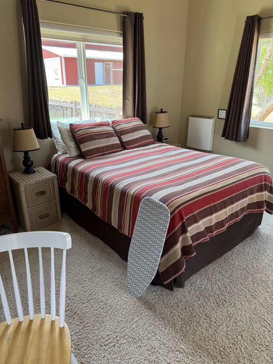 Queen bed with box spring and frame