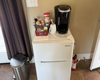 mini refrigerator & coffee maker