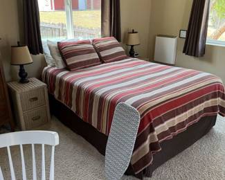 Queen bed with box spring and frame