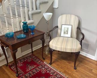 Queen Ann style tea table and arm chair