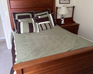 Victorian antique full-size bed with mattress and box spring