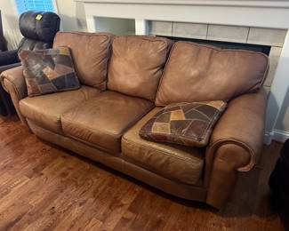 Broyhill camel colored leather sofa