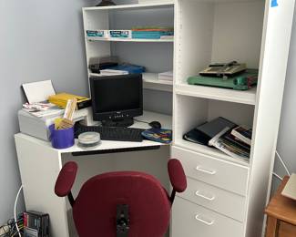 Techline corner desk and side shelf