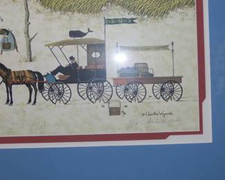 Signed Charles Wysocki signed print. "Clammers at Hodges Horn"