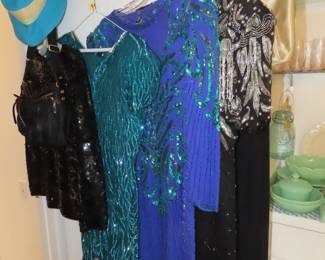Sequined evening wear.