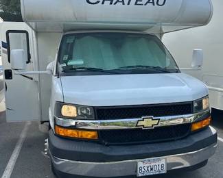 RV Motorhome. 4 THOR CHATEAU 22E. 2021 model year, mileage 22,030. Sleeps 6, excellent condition many extras. Full bathroom, two queen beds, solar panels, microwave, propane stove and fridge, two zone AC and heating. VIN 1HA3GSCGOKN014902.