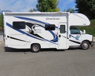 RV Motorhome. THOR CHATEAU 22E. 2021 model year, mileage 22,030. Sleeps 6, excellent condition many extras. Full bathroom, two queen beds, solar panels, microwave, propane stove and fridge, two zone AC and heating. VIN 1HA3GSCGOKN014902.