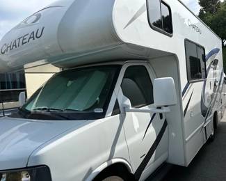 RV Motorhome. 4 THOR CHATEAU 22E. 2021 model year, mileage 22,030. Sleeps 6, excellent condition many extras. Full bathroom, two queen beds, solar panels, microwave, propane stove and fridge, two zone AC and heating. VIN 1HA3GSCGOKN014902.