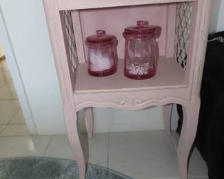 Pink nightstand.