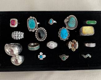 Sterling silver rings with old Navajo