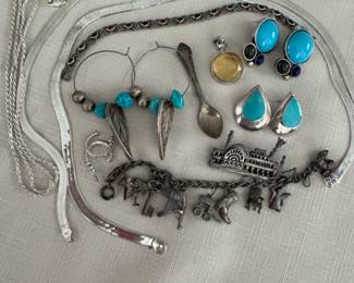 Sterling silver chains, bracelets, earrings +