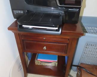 Printer stand end table and HP printer..