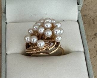 14k gold pearl ring
