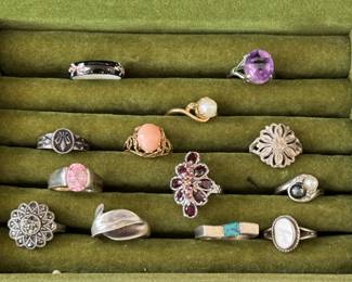 Sterling and 14k rings