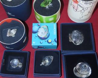 Swarovski crystal collection, penguin, turtle, shells, fish, ducks, pelican and seal pup.