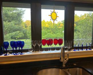 Just a few of the many glasses for sale. Plus outdoor tools and workshop tools.