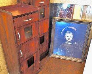 Vintage Barber Cabinets W/Sterilizer Cabinet