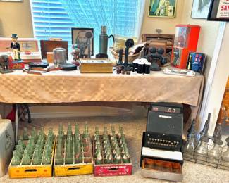 Collectibles, Antique Cash Register, Coca-Cola & Dr. Pepper Vintage Bottles