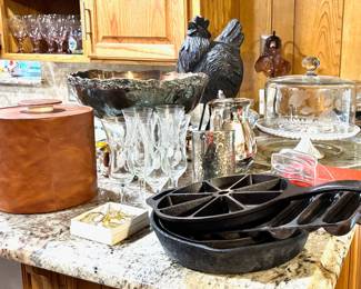 Cast Iron Cookware, Silverplate Large Punch Bowl