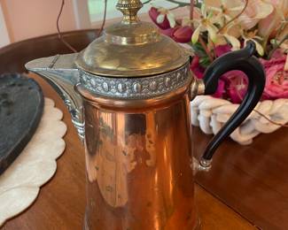 Antique Copper and Brass Coffee Pot