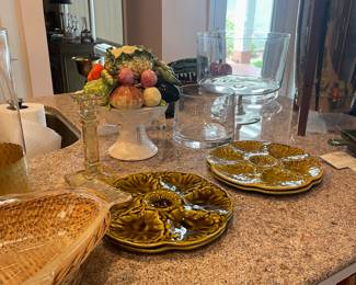 Majolica Oyster Plates, Fish Baking Dish
