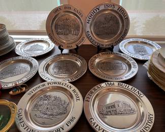 Collection of Galveston pewter plates