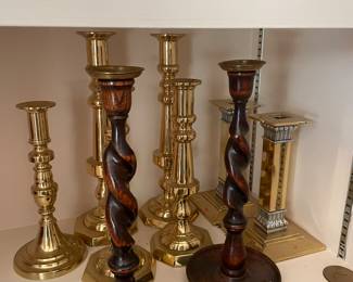 Wood and Brass Candlesticks
