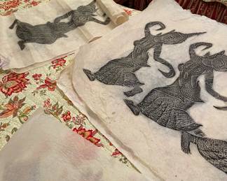 Charcoal rubbings on Rice Paper from a Temple