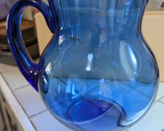 Crown Corning Cobalt Blue Glass Pitcher