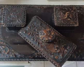 Antique Hand Tooled Desk Set