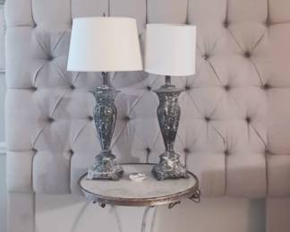 Custom Headboard. French Lamps