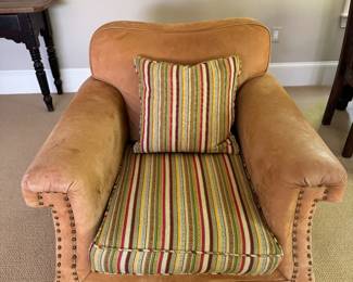 Custom leather chair with nailhead trim