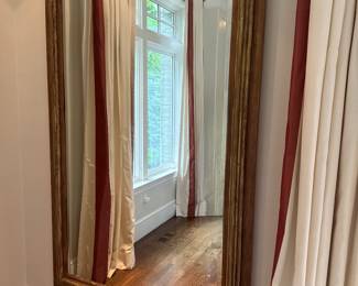 Large beveled glass mirror with reclaimed wood frame, approximately 52 X 77