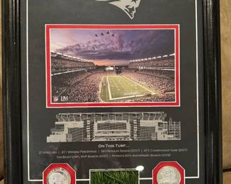 Patriots picture with a piece of turf