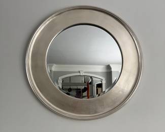 Round mirror with silver frame
