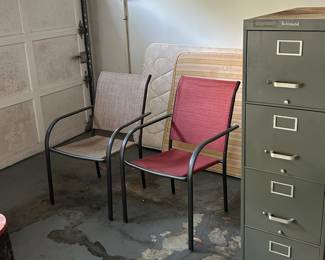 Chairs 10.00 apiece . 4 drawer filing cabinet 25.00