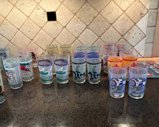 Kentucky Derby Glasses . Location kitchen . Glass prices 4.50 per glass. Various years from 1976 thru 2015