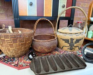 Antique Native American Baskets, Vintage and Antique Cast Iron