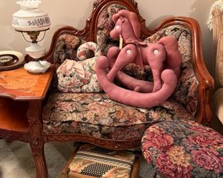 Antique Telephone Couch and Table