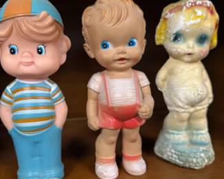 Antique Carnival Chalkware, Vintage Rubber Dolls