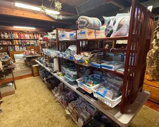 Basement full of sewing and crafting supplies - every notion possible