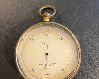 ANTIQUE SHORT & MASON LONDON “COMPENSATED FOR TEMPERATURE” POCKET BAROMENTER
