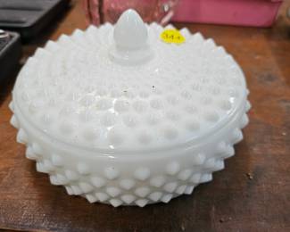 MILK GLASS HOBNAIL CANDY DISH