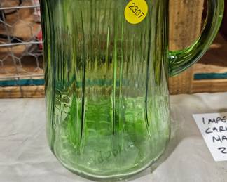 GREEN GLASS PITCHER