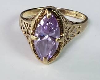 10k gold filigree and tourmaline ring