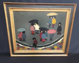 Signed G. Doussot mid-century oil painting on canvas